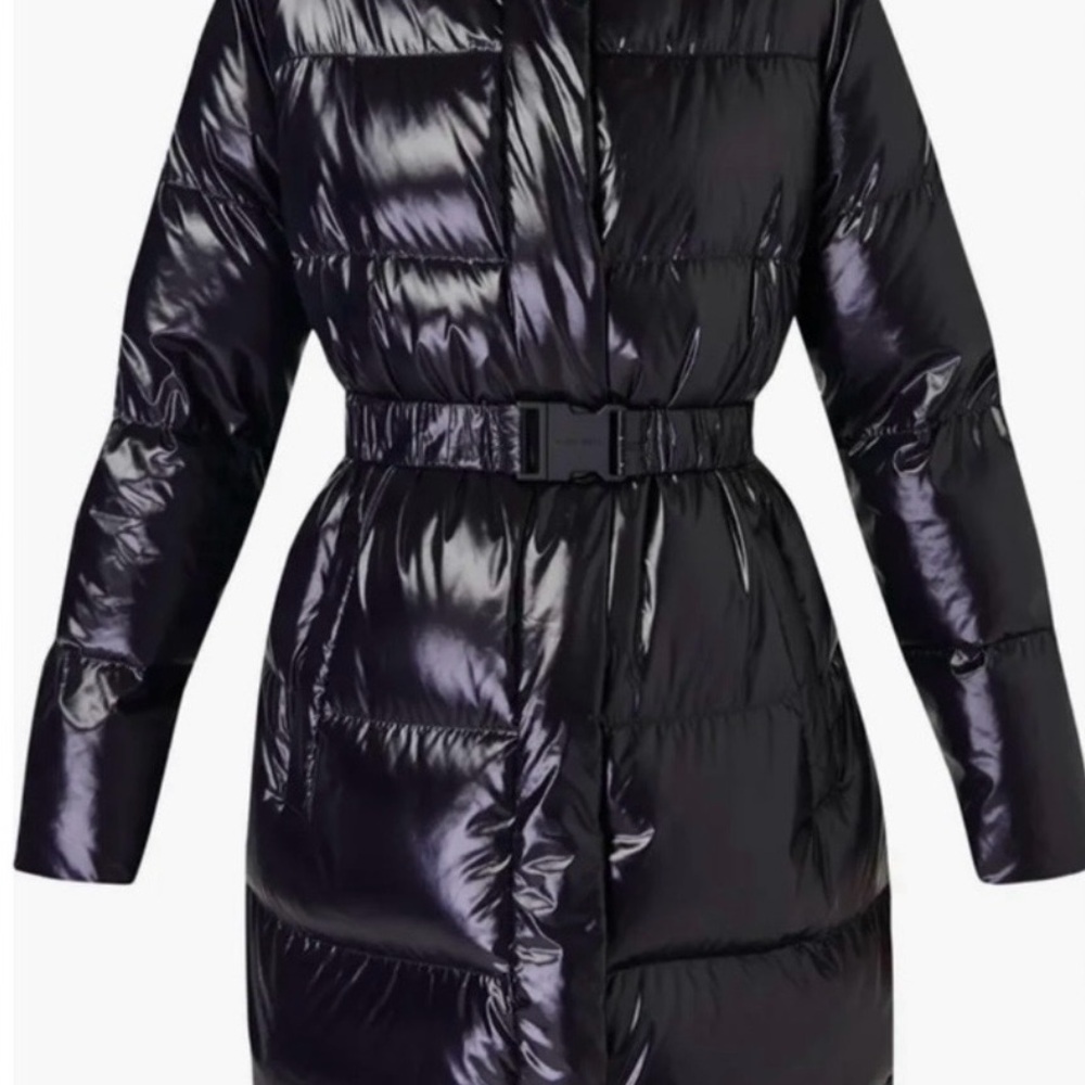 Sweaty Betty Glossy Black Belted Puffer Coat New with Tags Retail Price $525.00 - Picture 3 of 9